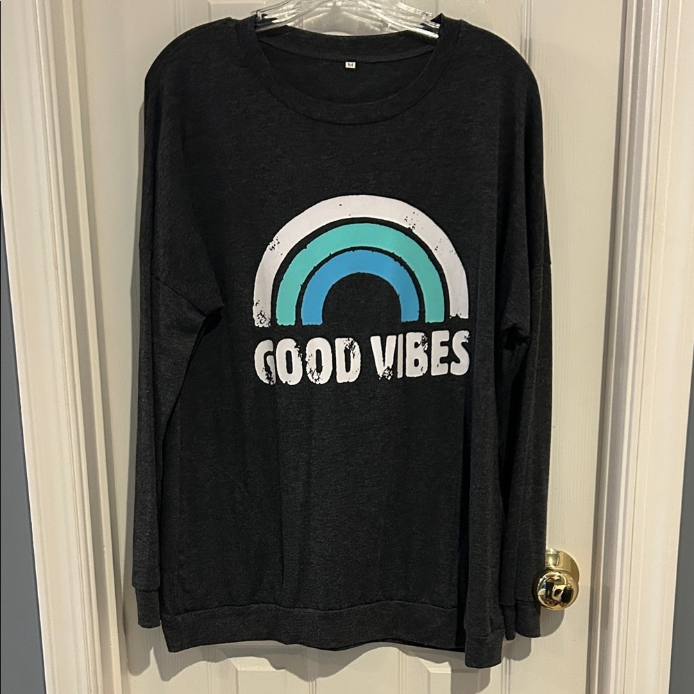 ⚜️ Black 'Good Vibes' Sweatshirt with Rainbow Design